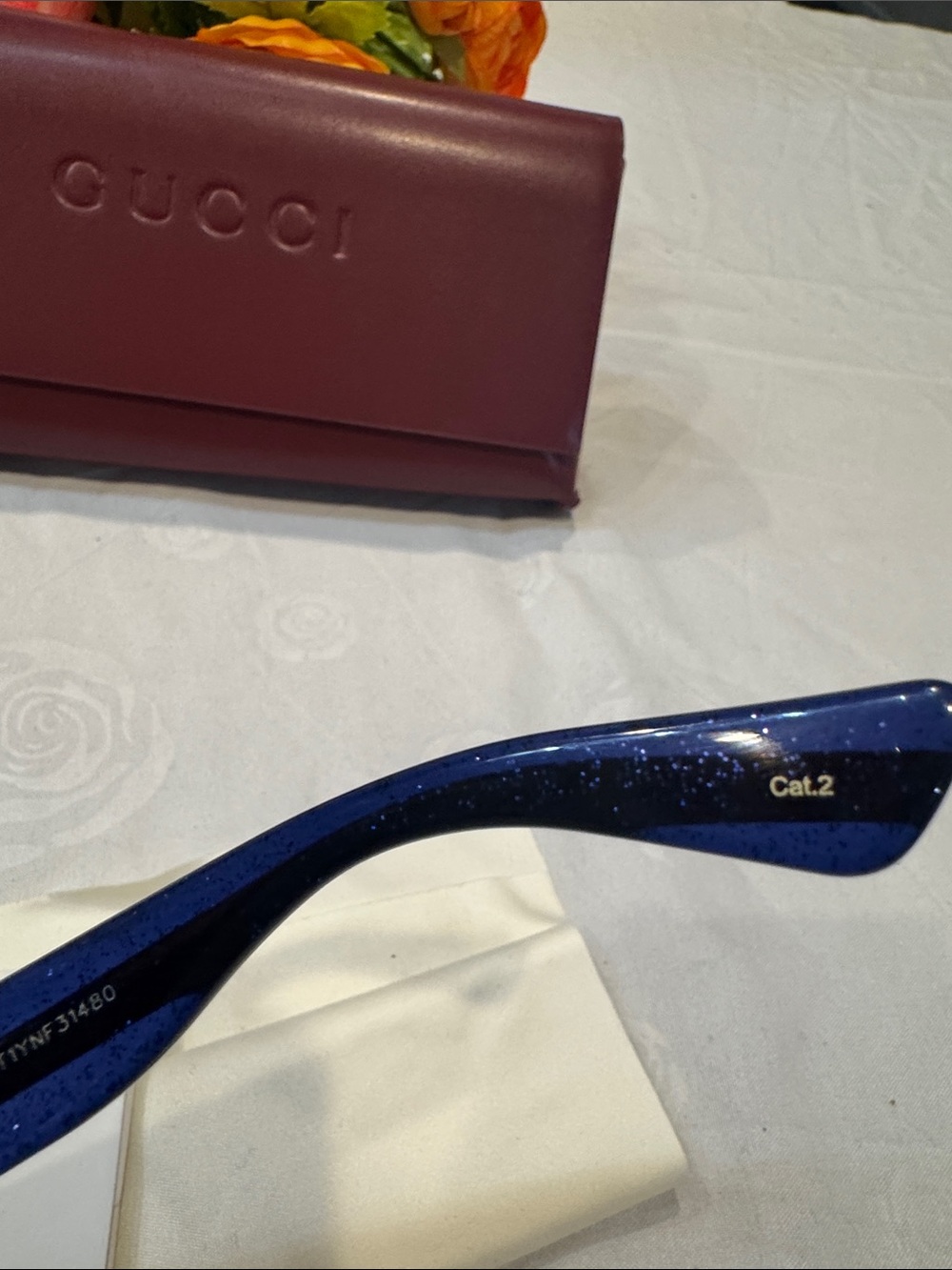 Authentic Gucci Black Square Sunglasses with Red & Blue Temple Stripes - Picture 10 of 11